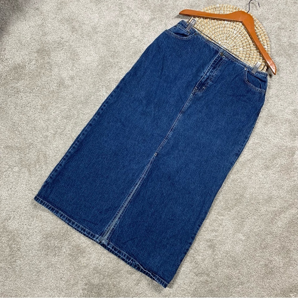 Havana Jack’s Cafe Tropical Jeanswear Denim Midi Skirt Front Slit Equestrian 14
